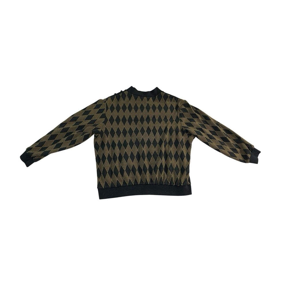 VTG 90s Alfred Dunner XL Knit Sweater Black Tan Argyle Diamond Pattern USA Made - Picture 3 of 12